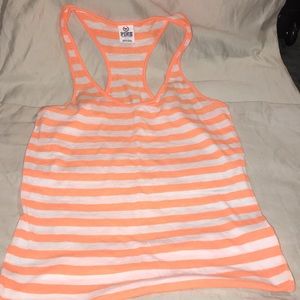 Orange and white PINK VS razor back tank top